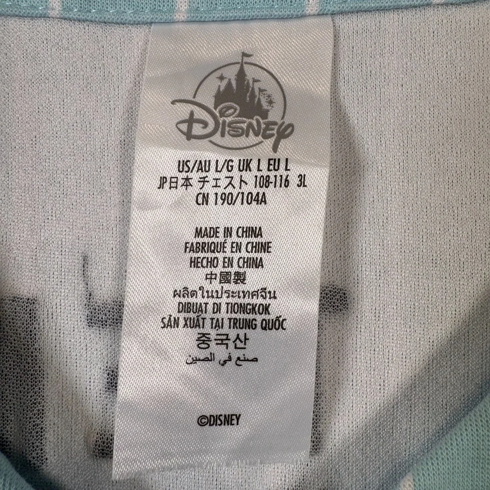 Walt Disney World Baseball Jersey Mens Large Pinstripe Shirt Mint Blue Snap